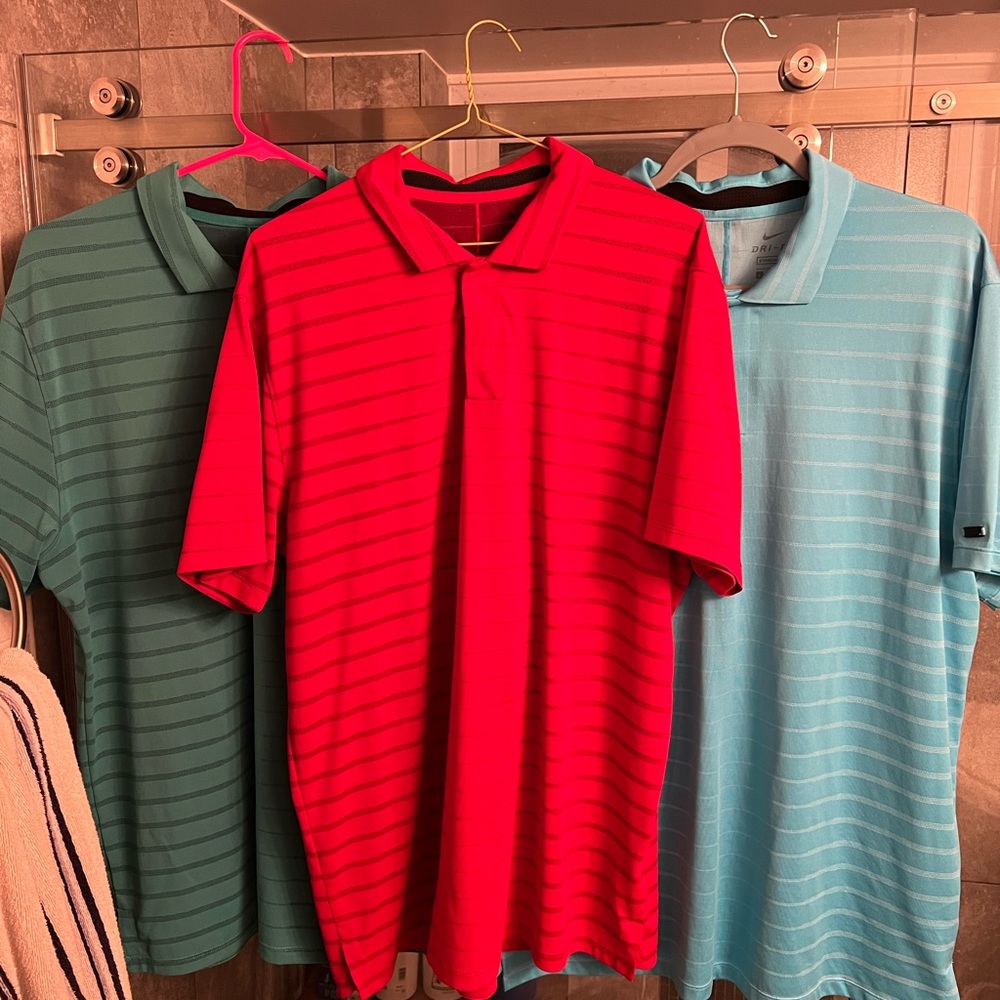 3 tiger woods large polos. Nike golf.